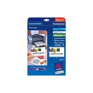Avery Quick&Clean - Visitenkarten (doppelseitig) - weiß - 54 x 85 mm - 270 g/m2 - 250 Karte(n) (25 Bogen x 10) (C32026-25)