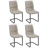 Home4You Schwingstühle 4er Set, Braun Schwarz matt - Webstoff - Rundrohrgestell - 4er Set