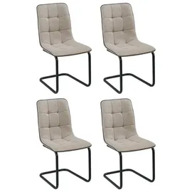 Home4You Schwingstühle 4er Set, Braun Schwarz matt - Webstoff - Rundrohrgestell - 4er Set