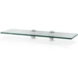Tolletour - Glasregal mit Halterung Glasboden Wandregal Badregal Ablage Regal Hängeregal Klarglas 60x10x0.8 cm