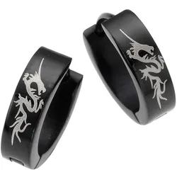 Firetti Paar Creolen »Schmuck Geschenk Drache« Firetti schwarz-silberfarben