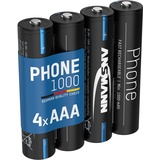 Ansmann Telefon Akku Micro AAA, 1000 mAh NI-MH 1,2V, 4 Stück, leistungsstark