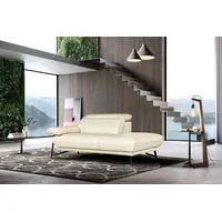 Egoitaliano Ottomane Anais, erstklassiges Designsofa, Breite 179 cm, Fußfarbe schattengrau, Kopfteil verstellbar, Leder BULL, cremeweiß beige