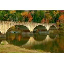Fototapete PAPERMOON "Brücke über Fluss", bunt, B:4,00m L:2,60m, Vlies, Tapeten