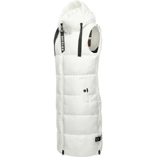Navahoo Damen ärmellose Lange Outdoor-Weste warme Winterjacke Schnuffelchen Offwhite Gr. L - L