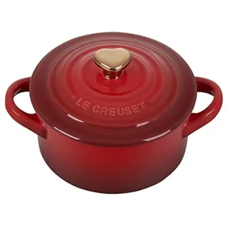 Le Creuset Mini Cocotte 10 cm mit Herzknauf kirschrot