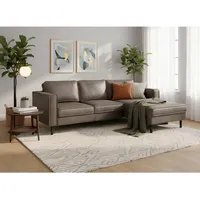 Trendmanufaktur Eckschlafsofa Watkins, Hellgrau, Metall, Echtleder, Rindleder, 4-Sitzer, Füllung: Schaumstoff, 232x161 cm, Made in EU, Schlafen auf Sitzhöhe, Rücken echt, Armteil links, rechts, Wohnzimmer, Sofas & Couches, Sofas, Ledersofas