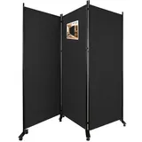 VOUNOT Vounot® Paravent Raumteiler 3 Teilig auf Rollen Freistehend 262 x 30 x 173 cm Anthrazit