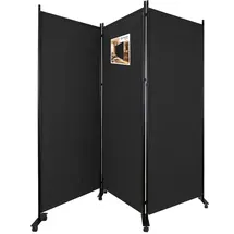 VOUNOT Vounot® Paravent Raumteiler 3 Teilig auf Rollen Freistehend 262 x 30 x 173 cm Anthrazit