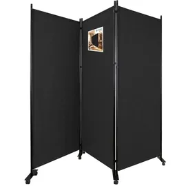 VOUNOT Vounot® Paravent Raumteiler 3 Teilig auf Rollen Freistehend 262 x 30 x 173 cm Anthrazit