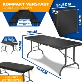 Kesser Buffettisch 183 x 76 cm anthrazit klappbar