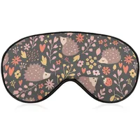 Schlafmaske mit Igel und Blumen, Augenbinde, Tierhintergrund, verstellbar, superglatte, weiche Augenmaskenabdeckung für Männer und Frauen, Reisen und Nickerchen