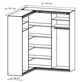 Rauch Eckschrank Quadra 181 x 210 x 187 cm Grau