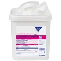 KLEEN PURGATIS BUDESIN DES LIQUID WIPES PRO, gebrauchsfertig, Alkoholhaltige Desinfektionstücher PLUS mit erweiterter Wirksamkeit für Flächen, Set = 1 Spender, 1 Beutel à 150 Blatt