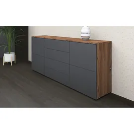 borchardt Möbel Kommode BORCHARDT MÖBEL "Rova", grau (vintage eiche, graphit matt), B:166cm H:72cm T:35cm, Spanplatte, Sideboards, Kommode, Breite 166 cm