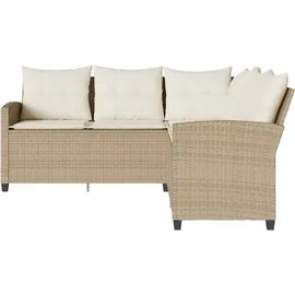 vidaXL L-förmiges Couchsofa mit Kissen Beige Polyrattan
