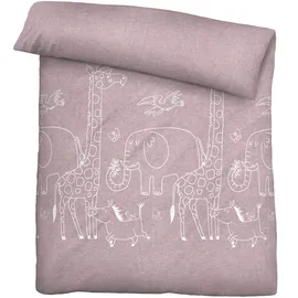 biberna Bettwäsche 0840520 Tiere Lila 135 x 200 cm + 2 x 80 x 80 cm
