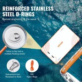 Vevor Aufblasbares Schwimmdock, 2,43 x 1,52 m, aufblasbare Dockplattform, rutschfeste Wasser-Schwimmdockmatte mit tragbarer Tragetasche und abnehmbarer Leiter, schwimmende Plattform-Inselfloß für Pool