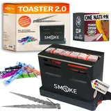 Smoke2u Toaster 2.0 | 800W Elektrischer Kohleanzünder Kohle Grill Kohlen Ofen mit Dreiseitiges-Hitzesystem, inkl. Gitterschutz, Zange, Hygienemundstücke, 6 min fertig - 4kg One Nation Shisha Kohle