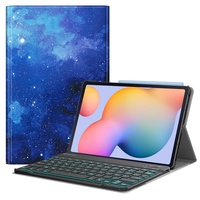 Fintie Beleuchtete Tastatur Hülle für Samsung Galaxy Tab S6 Lite 10,4 Zoll 2024/2022/2020 - Keyboard Cover mit Abnehmbarer QWERTZ Layout Hintergrundbeleuchtung Tastatur, Sternenhimmel