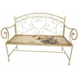 Hti-Living Gartenbank Schmetterling creme Metallbank mit Motiv Sitzfläche 109 cm