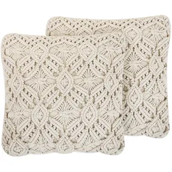 Dekokissen Strickmuster Baumwolle hellbeige 45 x 45 cm 2er Set ESENKOY