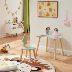Kinderschreibtisch mit Stuhl Lallega Mond- und Stern-Design Mintgrün