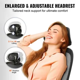 Vevor Bürostuhl Ergonomisch, Schreibtischstuhl mit Verstellbarer Kopfstütze 80 mm, mit Armlehnen Lendenwirbelstütze, Drehstuhl Wippfunktion, Chefsessel aus Mesh, Rückenschonend, Bürostuhl 130 kg