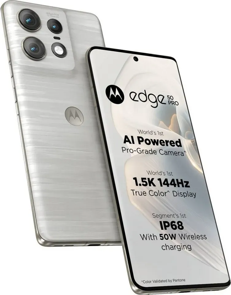 Motorola Moto Edge 50 Pro Smartphone (16,94 cm/6.67 Zoll, 512 GB Speicherplatz, 50 MP Kamera, 4500-mAh-Akku, 125W-TurboPowerTM-Aufladen, Dolby Atmos®-Audio) beige