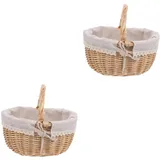 UPKOCH 2 Stück Aufbewahrungskorb für Snacks mit Korbrechteck Aufbewahrungskörbe aus Seegras Weidenkorb groß faltbar Korb pflücken geflochtener Schalenkorb Gewebter Korb Weide Pflanzen