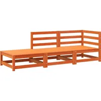 vidaXL Gartensofa mit Fußhocker 2-Sitzer wachsbraun Kiefer