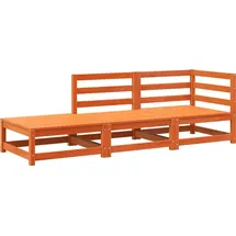 vidaXL Gartensofa mit Fußhocker 2-Sitzer wachsbraun Kiefer