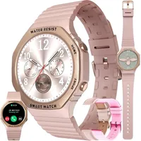 Damen-Smartwatch mit Telefonfunktion, 1,32 Zoll AMOLED IP68 wasserdichter Aktivitätstracker mit Blutdruckmessgerät, SpO2, 123 Sportmodi, Android IOS - Gold