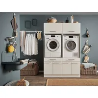 Möbelando Waschmaschinenumbauschrank >LAUNDREEZY< in weiß - 135x200x67,5 (BxHxT)
