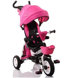 Byox Tricycle Flexy Lux 3 in 1 Dreirad, klappbar, Gummireifen, drehbarer Sitz pink