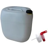 kanister-vertrieb® 30L Wasserkanister aus HDPE-Kunststoff in Industriequalität mit Gefahrgutzulassung und Auslaufhahn (30 L Natur)+ Etiketten