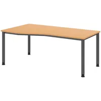 Bümö Schreibtisch Buche, Nachbildung,Buche, Rechteckig, 180x74x100 cm FSC Mix,