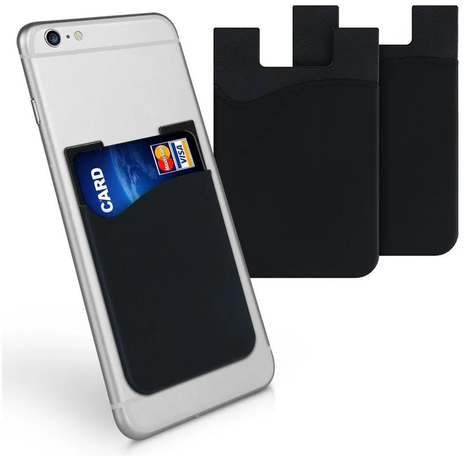 kwmobile Kartenetui 3x Kartenhalter Hülle für Smartphone (1-tlg), selbstklebend - Aufklebbare Silikon Kreditkarten Tasche - 8,5x5,5cm schwarz 11,50 cm x 0,70 cm