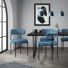 ML-Design Esszimmerstühle 2Er Set aus Teddystoff Blau mit Rückenlehne