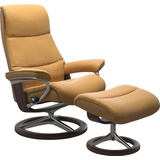 Stressless Relaxsessel "View" Sessel Gr. Material Bezug, Cross Base Wenge, Ausführung / Funktion, Maße B/H/T, gelb (honey) Lesesessel und Relaxsessel mit Signature Base, Größe S,Gestell Wenge