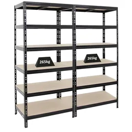 Proregal Schwerlastregal Metall 200x90x60 cm schwarz 6-Ebenen