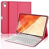 FOGARI iPad 10 Generation Tastatur Hülle | iPad 10.9 Tastatur Hülle 2022 - QWERTZ Deutsches Tastatur Magnetische Kabelloser Bluetooth Abnehmbar für iPad 10.Generation A2696/ A2757/ A2777 - Rot