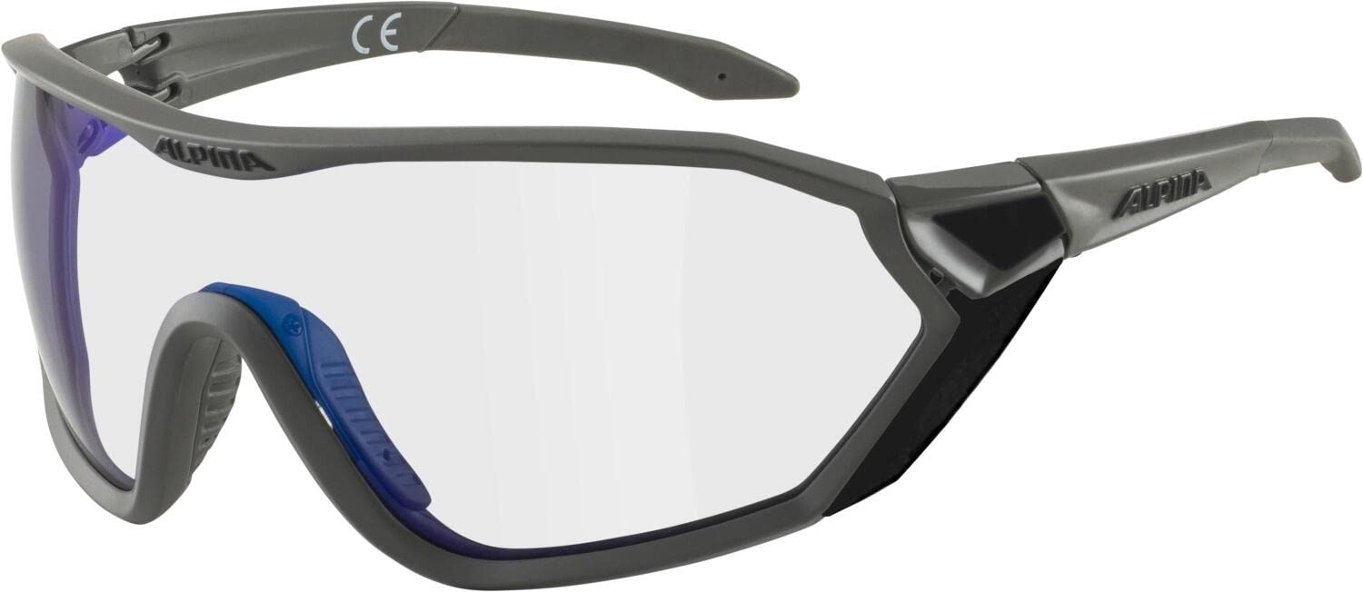 ALPINA S-WAY V - Selbsttönende, Bruchfeste & Beschlagfreie Sport- & Fahrradbrille Mit 100% UV-Schutz Für Erwachsene, moon-grey matt, One Size