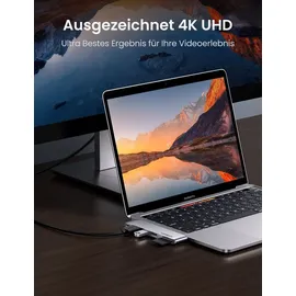 UGREEN CM380 USB-C Hdmi, 2x Usb 3.0, Sd, Tf, PD grau
