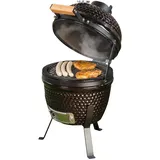 Rosenstein & Söhne 2in1-Kamado-Keramik-Kugelgrill schwarz