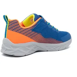 SKECHERS Boys Sneaker, Royal Textile Synthetic Orange Trim, 32