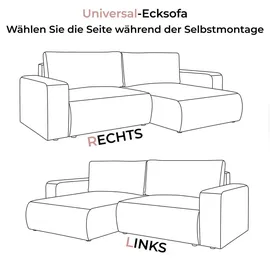 lookway Ecksofa OPERA L-Form mit Schlaffunktion und Bettkasten Braun