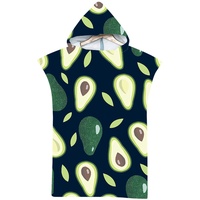 Highdi Handtuch Poncho Erwachsene Microfaser, Avocado Drucken Badeponcho Surf Damen/Herren Handtuch mit Kapuze Umziehhilfe Poncho Handtuch Strandtuch Bademantel für Swimming (Avocado-Frucht)
