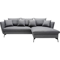 andas Ecksofa »LIVORNO,258 cm, L-Form,«, Schlaffunktion u. Bettkasten (139/224cm), Samt, Struktur, Webstoff, grau