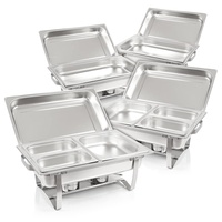 Mahlzeit Chafing Dish Profi Set Grenoble, 4x Edelstahl Warmhaltebehälter, 30-TLG Speisewärmer, Wärmebehälter, Rechaud, Chafing Dishes, Speisenwärmer, für Catering, Buffet und Party